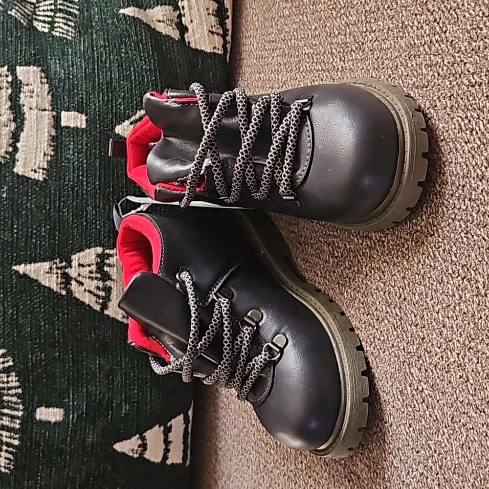 Carter's black & red lace-up boots